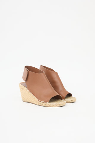 Celine Leather Espadrille Wedge Sandal