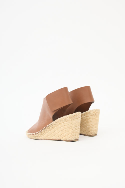 Celine Leather Espadrille Wedge Sandal