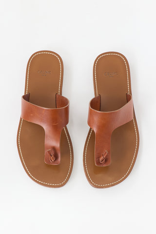 Celine Leather Knotted T-Strap Sandal