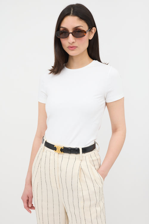 Celine 2022 Leather Medium Triomphe Belt