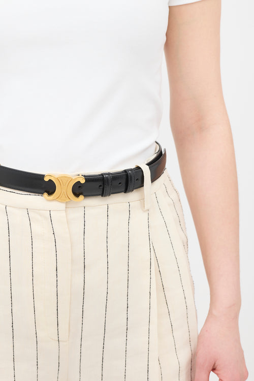 Celine 2022 Leather Medium Triomphe Belt