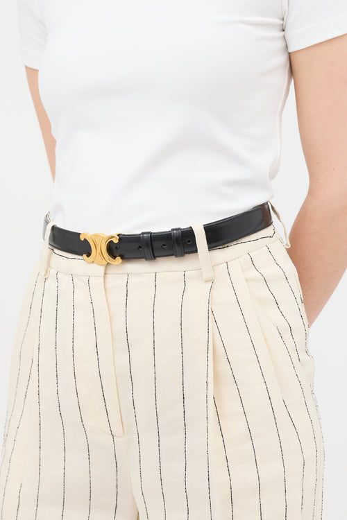 Celine 2022 Leather Medium Triomphe Belt