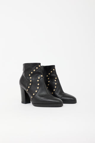 Celine Leather Studded Ankle Boot