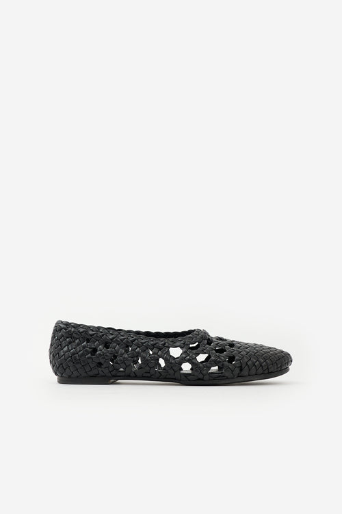 Celine Leather Woven Flat