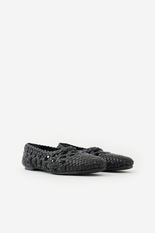 Celine Leather Woven Flat