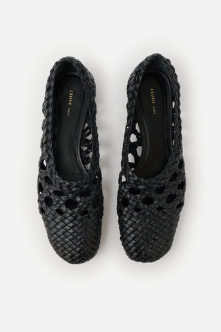 Celine Leather Woven Flat