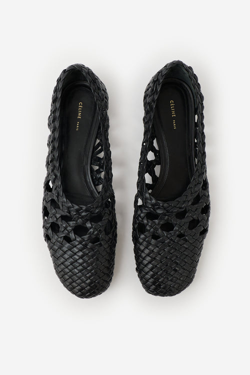 Celine Leather Woven Flat