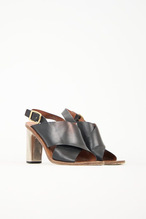 Celine Leather Crisscross Bam Bam Sandal