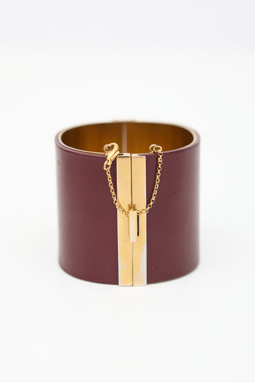 Celine Leather Cuff Bracelet