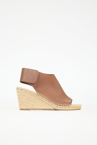 Celine Leather Espadrille Wedge Sandal
