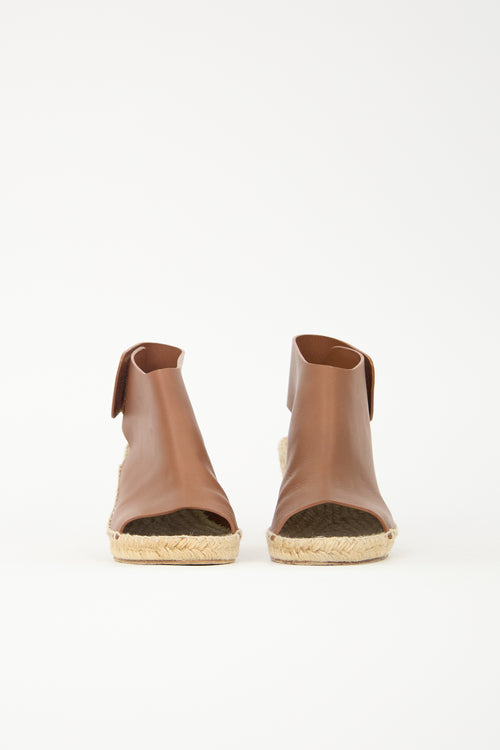 Celine Leather Espadrille Wedge Sandal