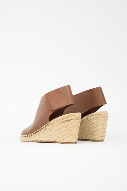 Celine Leather Espadrille Wedge Sandal