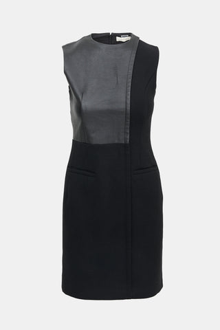Celine Leather & Wool Sheath Dress