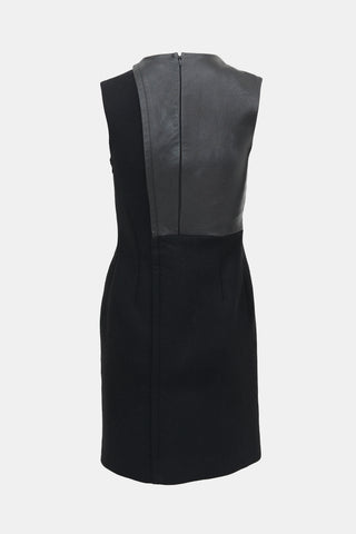 Celine Leather & Wool Sheath Dress