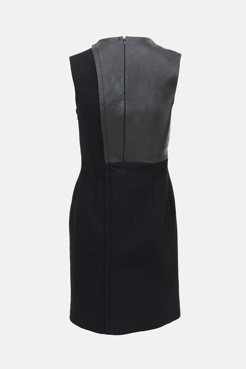 Celine Leather & Wool Sheath Dress