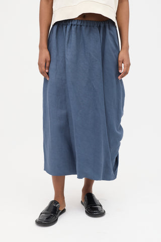 Celine Linen Asymmetric Drape Skirt