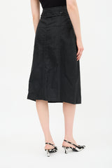 Celine Linen Canvas Belted Skirt