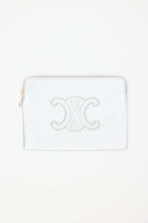 Celine Metallic Leather Triomphe Pouch