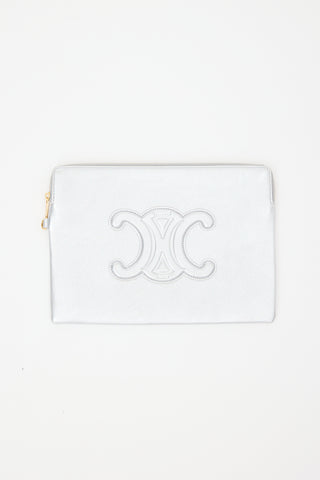 Celine Metallic Leather Triomphe Pouch