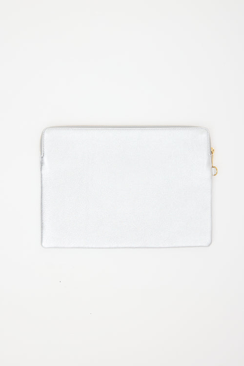 Celine Metallic Leather Triomphe Pouch