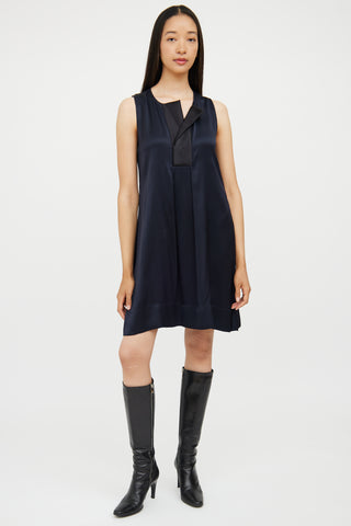 Celine Navy & Black Silk Midlength Dress