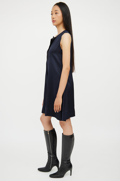 Celine Navy & Black Silk Midlength Dress