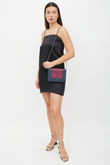 Celine Navy & Burgundy Leather Wallet On Chain