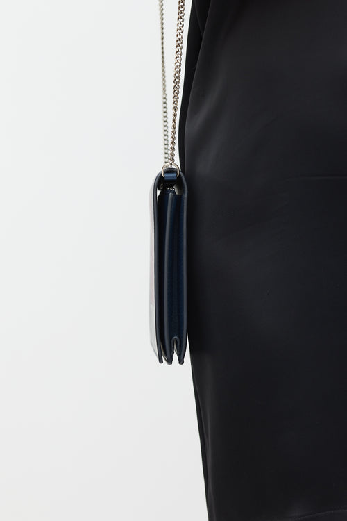 Celine Navy & Burgundy Leather Wallet On Chain