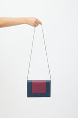 Celine Navy & Burgundy Leather Wallet On Chain