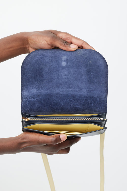 Celine Navy & Cream Leather Strap Clutch Bag