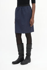 Celine Navy Elastic Waist Midi Skirt