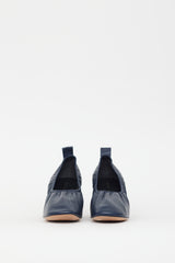 Celine Navy Leather Ruched Pump