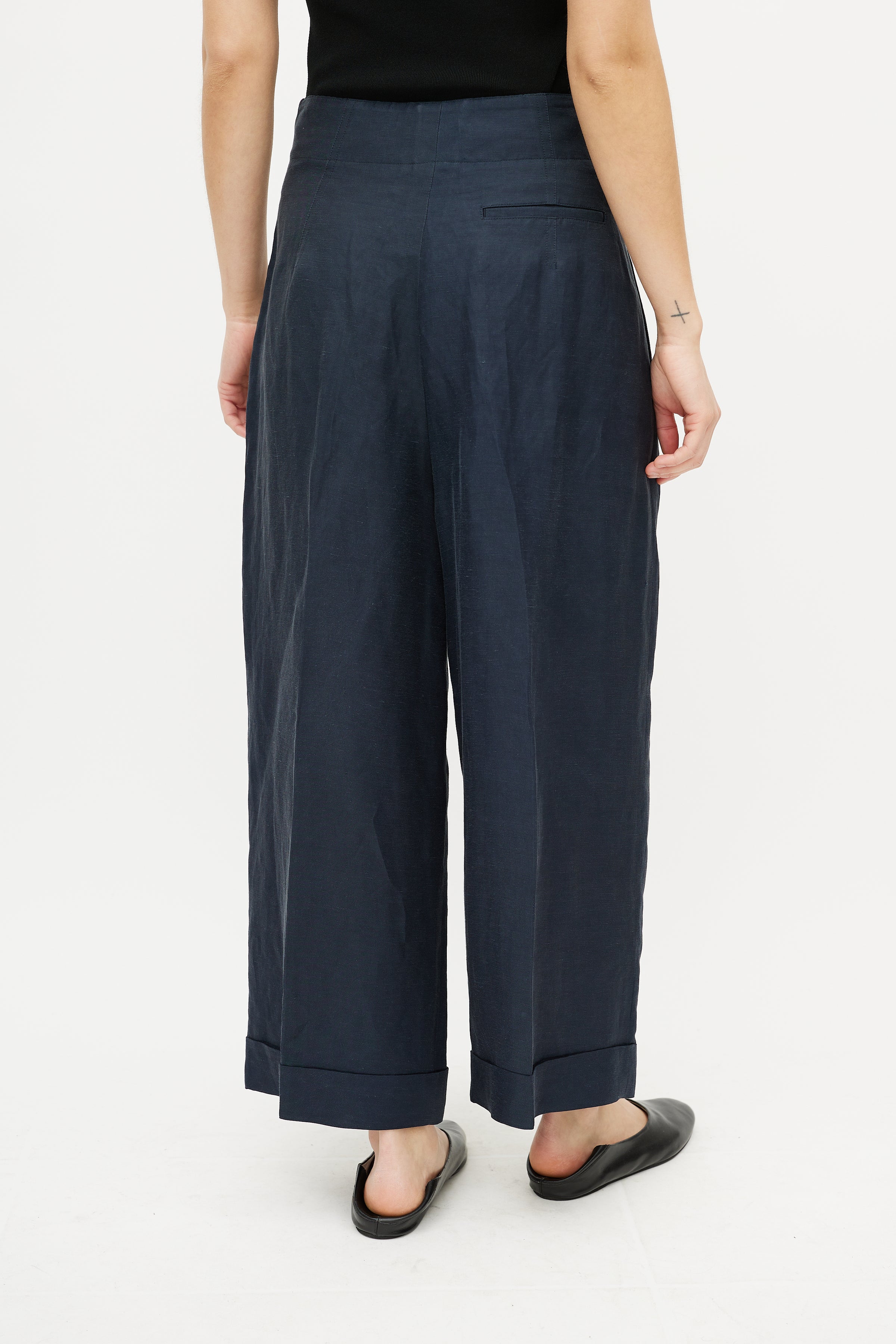 Celine // Navy Linen Wide Leg Trousers – VSP Consignment