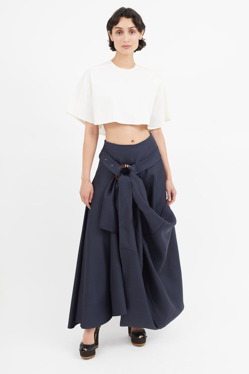 Celine Navy & Orange Belted Ring Skirt