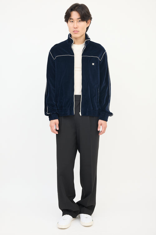 Celine Navy Velvet Triomphe Track Jacket