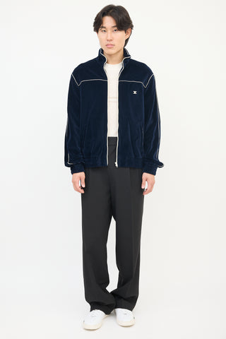 Celine Navy Velvet Triomphe Track Jacket