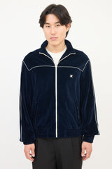 Celine Navy Velvet Triomphe Track Jacket