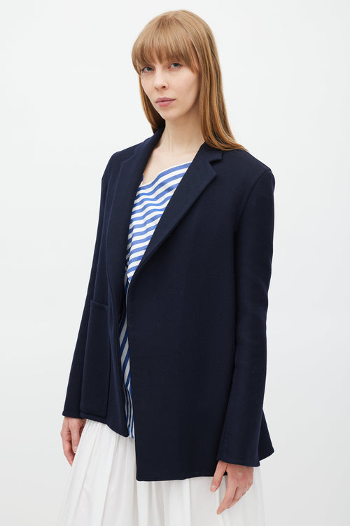 Celine Navy Wool Belted Blazer