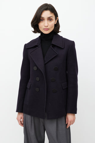 Celine Navy Wool Double Breasted Jacket
