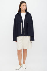 Celine Navy Wool Drawstring Jacket