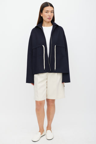Celine Navy Wool Drawstring Jacket