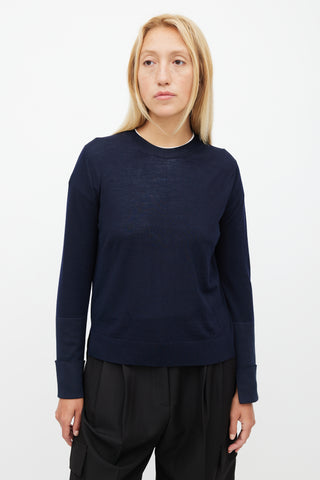 Celine Navy Wool Knit Sweater