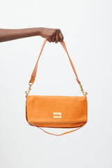Celine Orange Leather & Suede Foldover Shoulder Bag