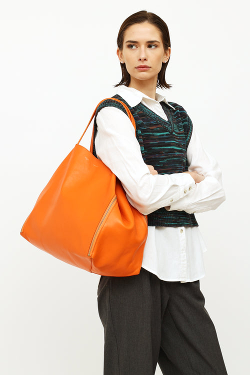 Celine Orange Leather Horizontal Gusset Bag