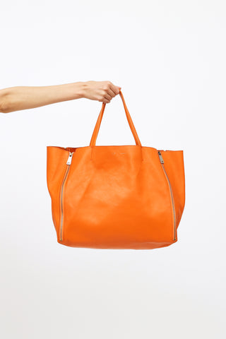 Celine Orange Leather Horizontal Gusset Bag