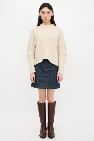 Celine Panelled Ribbed Knit Sweater