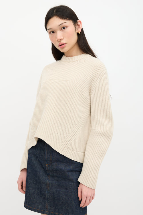 Celine Panelled Ribbed Knit Sweater