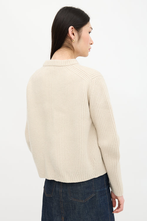 Celine Panelled Ribbed Knit Sweater
