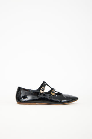 Celine Patent Double Strap Flat