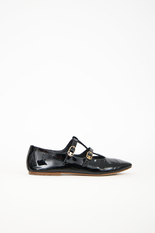 Celine Patent Double Strap Flat